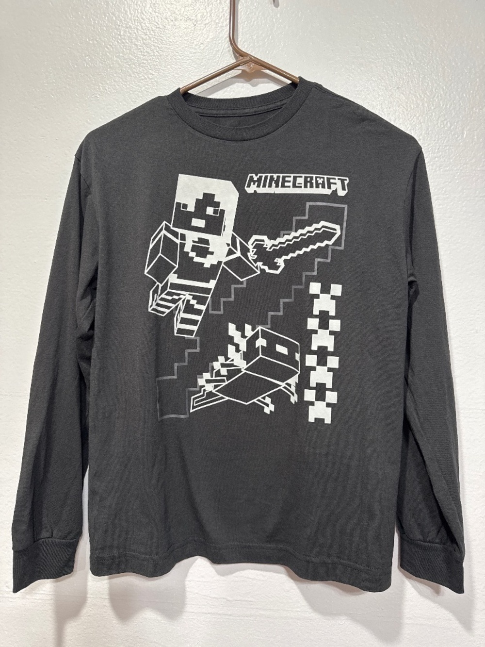 Minecraft Black Long Sleeve Tee Boys Size 12 T-shirt